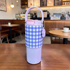 Minirainbow™ 750ML Stainless Steel Water Bottle with Handle & Flower Keychain 🌸