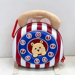 Kids Telephone Shape Hard Shell Mini Backpack – Cute Cartoon Fiber Carry Bag