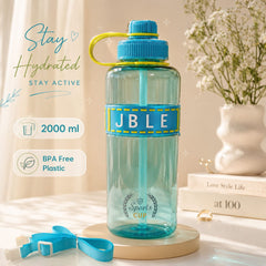 2000ml Sports Hydration Bottle | BPA Free Water Bottle with Straw & Carry Strap