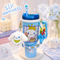 Sanrio Stainless Steel Tumbler with Accesories ( Sus 306 ) Handle , Keychains , Stopper Combo | Hot / Cold Long Time 🔥❄