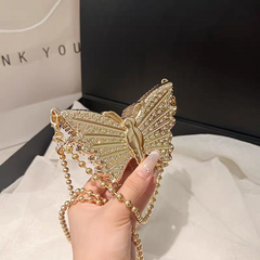 🦋 Glam Butterfly Mini Metal Clutch Bag – With Inside Mirror🦋