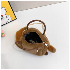 Plush Cat Crossbody Bags For Girls
