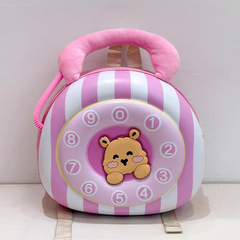 Kids Telephone Shape Hard Shell Mini Backpack – Cute Cartoon Fiber Carry Bag