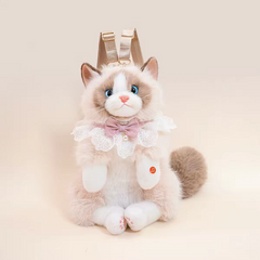 😻 Large Size Plush Fur Cat Backpack with Meow Sound 🔊