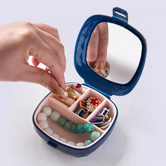( Random Color ) Mini Diamond Jewellery Box – Portable Travel Organizer with Mirror