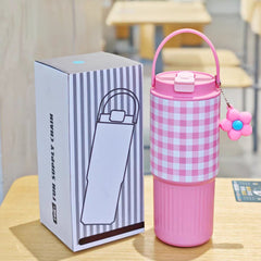 Minirainbow™ 750ML Stainless Steel Water Bottle with Handle & Flower Keychain 🌸