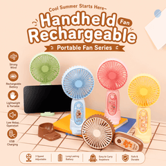 Mini Size Rechargeable Cooling Hand Fans - 3 Speed Modes - Type C Charging