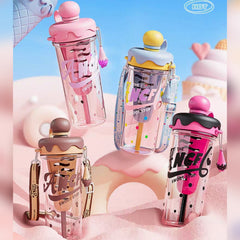 Sweet Cone Ice Cream Bottle – 880ml Leak-Proof Kids Tumbler with Strap