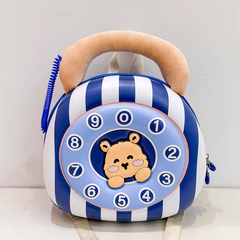 Kids Telephone Shape Hard Shell Mini Backpack – Cute Cartoon Fiber Carry Bag