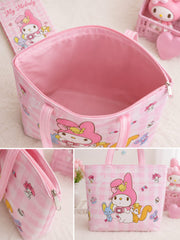 Sanrio Cute Traveling Tote Bags | Large Capacity | Zipper Pocket | Size 17 × 13 Inches