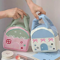 Kawaii Mini House Organizer Bag for Girls – Cute Parachute Cosmetic & Travel Pouch 🏡 Size 18 × 17 cm