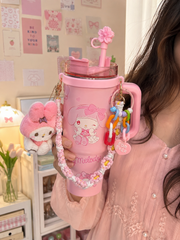 Sanrio Stainless Steel Tumbler with Accesories ( Sus 306 ) Handle , Keychains , Stopper Combo | Hot / Cold Long Time 🔥❄