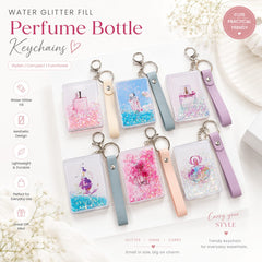Premium Acrylic Water Glitter Filled Double-Sided Pocket Mirror Keychain – 9 × 6 cm