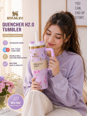 40 Oz Stanley Floral Stainless Steel Vacuum Insulated Tumbler with Handle & Straw