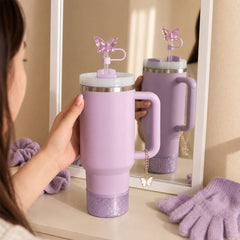 3-Piece Butterfly Tumbler Accessory Set – Silicone Boot, Straw Stopper & Charm 🦋