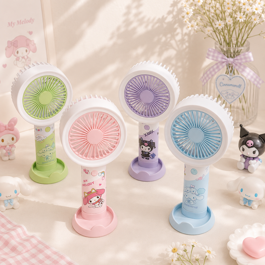 💞 Sanrio Rechargeable Mini Cooling Fans 💞 6 Inch Size • 3 Speed Modes • Type C