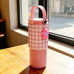 Minirainbow™ 750ML Stainless Steel Water Bottle with Handle & Flower Keychain 🌸