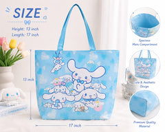 Sanrio Cute Traveling Tote Bags | Large Capacity | Zipper Pocket | Size 17 × 13 Inches