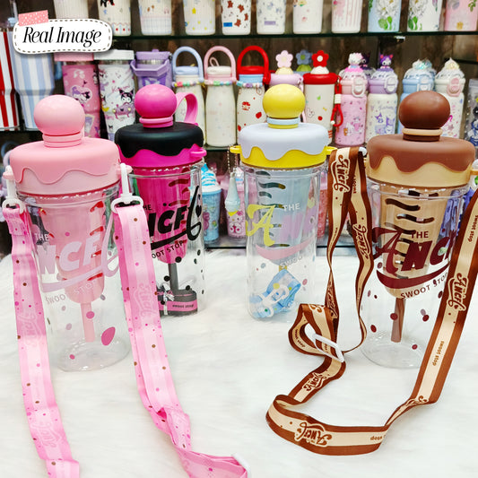 Sweet Cone Ice Cream Bottle – 880ml Leak-Proof Kids Tumbler with Strap