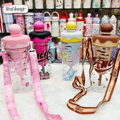 Sweet Cone Ice Cream Bottle – 880ml Leak-Proof Kids Tumbler with Strap