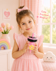 🌸 BloomSip™ Kids Flower Sipper Bottle – 400ml BPA Free Plastic Drinking Cups