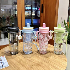 🌸 Stylish Floral Water Bottle with Strap & Flower Charm – 950ml - Leak Proof / Unbreakable
