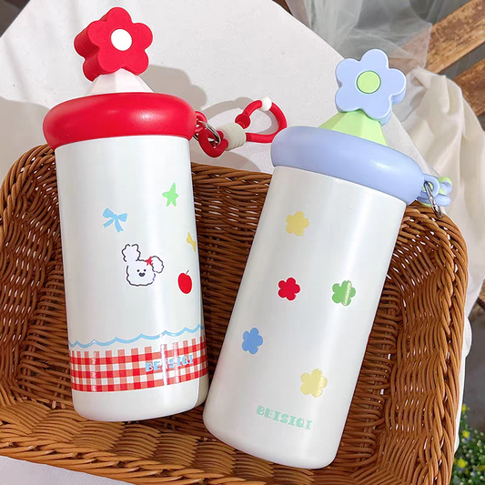 Premium Floral Stainless Steel Water Bottle – 600ml (SUS 316)