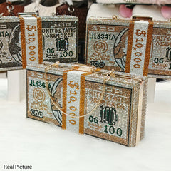 Luxury Dollar Shape Crystal Clutches For Womens