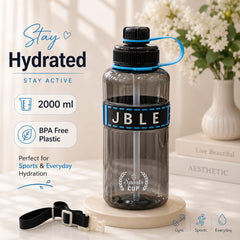 2000ml Sports Hydration Bottle | BPA Free Water Bottle with Straw & Carry Strap