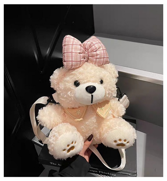 🐻 Cute Teddy Bear Plush Crossbody Bag for Girls – Soft Stuffed Shoulder Purse
