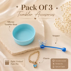 3-Piece Butterfly Tumbler Accessory Set – Silicone Boot, Straw Stopper & Charm 🦋