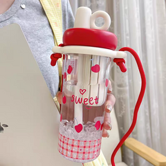SweetSip™ Cute Sipper Water Bottle with Strap – BPA Free - 750 ml