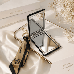 Luxury Pocket Double-Sided Mirror Keychain – Premium Compact Folding Mirror