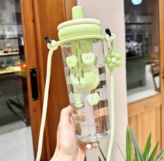 🌸 Stylish Floral Water Bottle with Strap & Flower Charm – 950ml - Leak Proof / Unbreakable