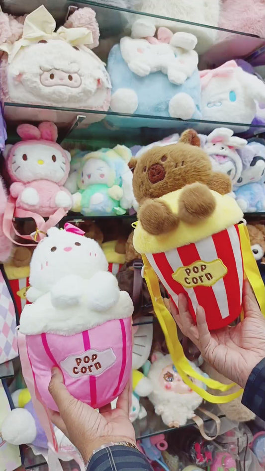 Cute Bear Popcorn Plush Crossbody Bag for Children's 🐻