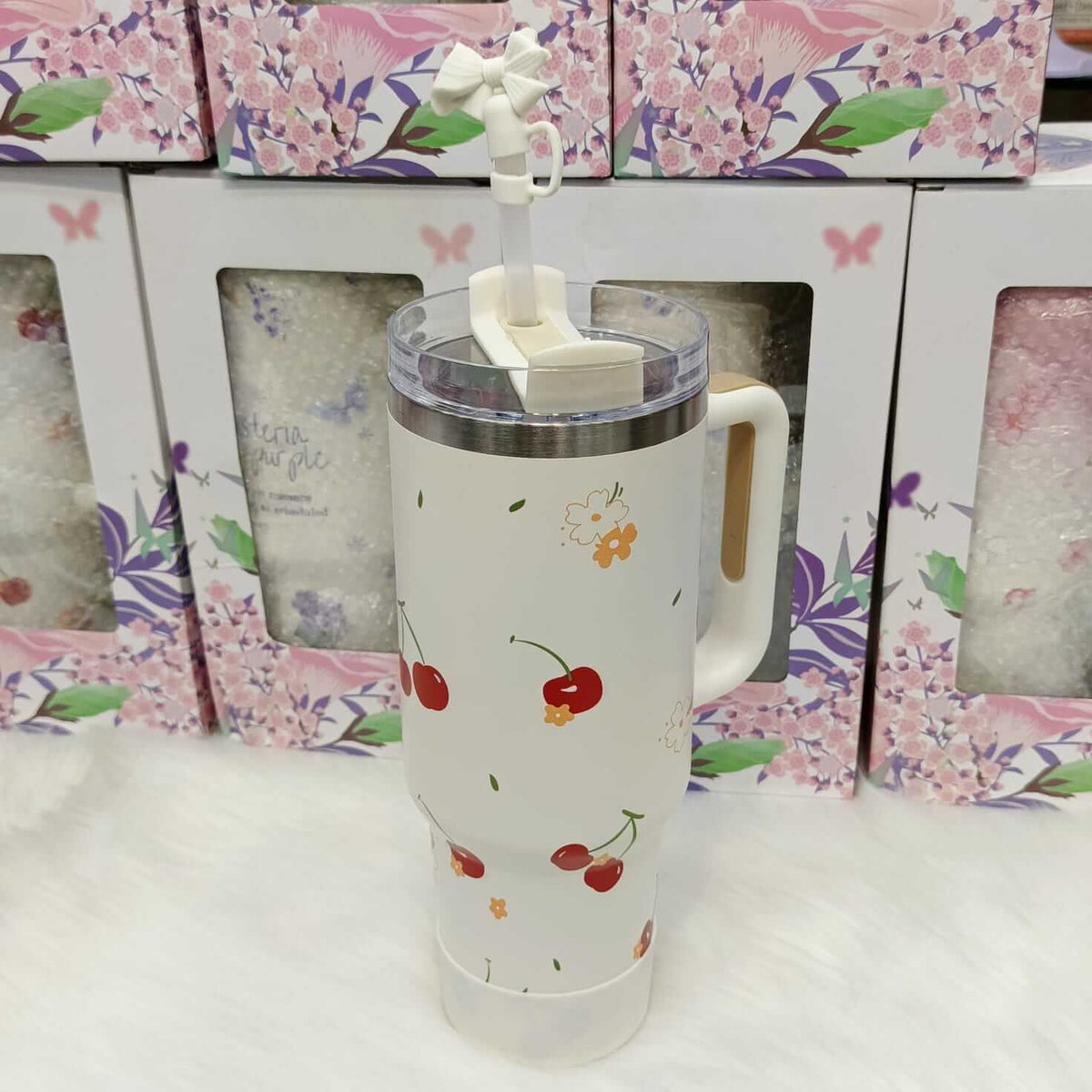 Stylish Tumblers with Bow Stopper & Silicone Boots Gift Box - 40 Oz / 1200 ml