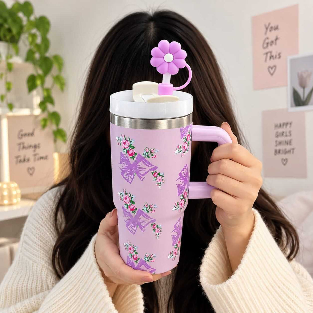 20 Oz | 590 ml  Stainless Steel Tumblers with Straw Stopper Hot / Cold .