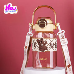 Cute 650ml Dual Sip Water Bottles with Strap