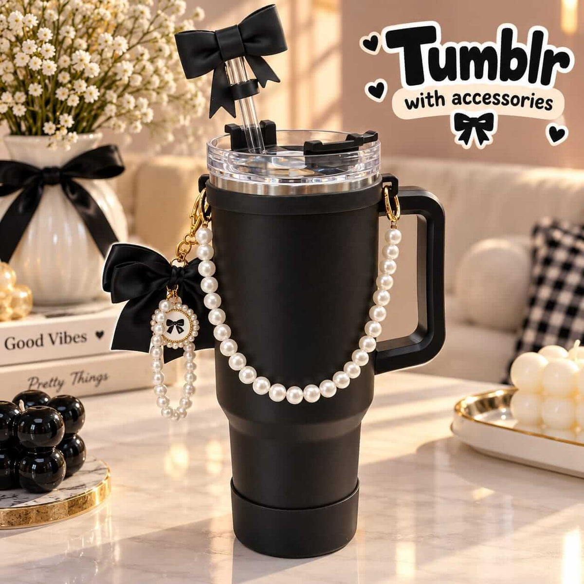 40 OZ Stainless Steel Tumblers with Accessories | Hot & Cold | Complete Set