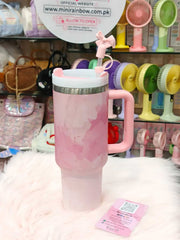 40 Oz Marble Stainless Steel Large Tumblers with Bow Stopper 🌸  Hot / Cold 🔥❄