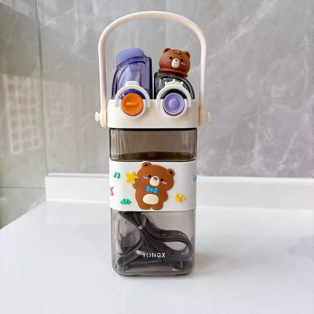 Cutest Bear Kids Dual Drinking Water Bottles | BPA Free |  580 ml