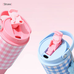 Minirainbow™ 750ML Stainless Steel Water Bottle with Handle & Flower Keychain 🌸