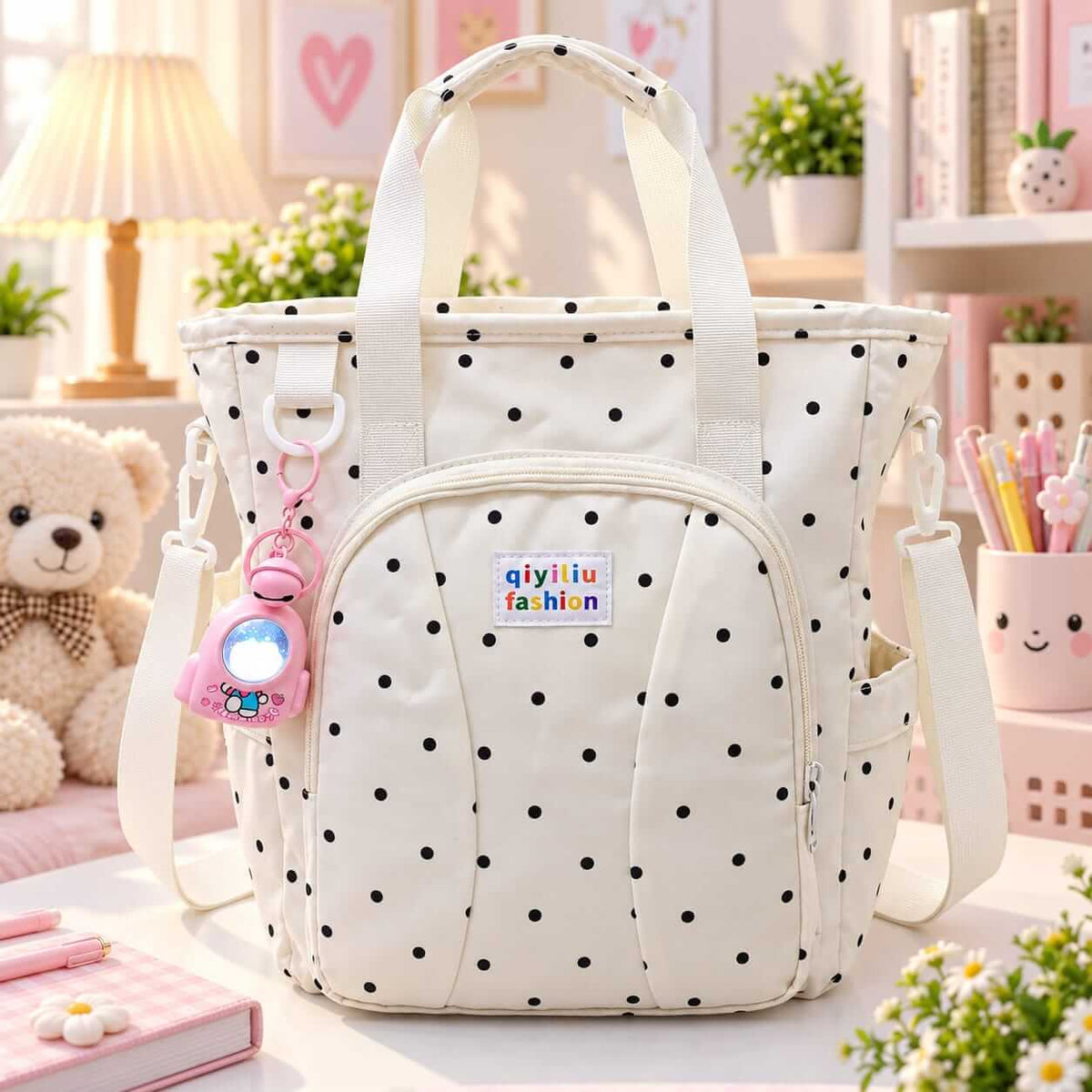 2-in-1 Kids Parachute Traveling Tote Bag / Backpack With Led Keychain ( Size 14 × 10 Inch )