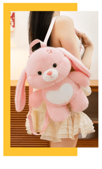 Premium Bunny Fluffy Plush Backpacks – Large Size (14 × 9 Inch)