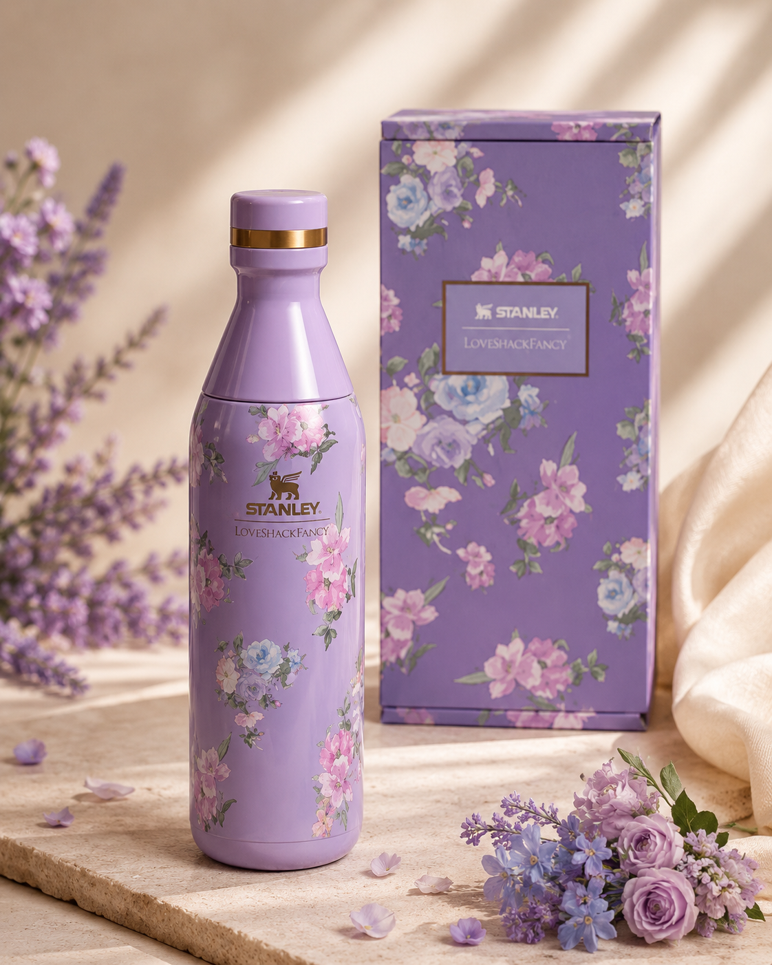 STANLEY X LOVE SHACK FANCY ALL DAY SLIM BOTTLE 16OZ - Original Box Packing - Hot / Cold Long Time 🔥❄
