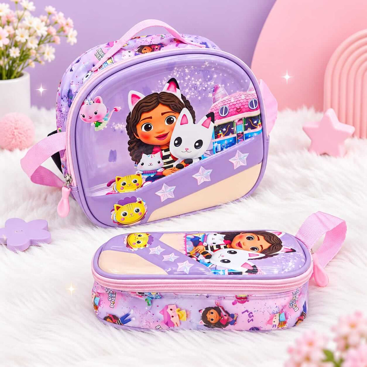 Girls Hard Shell Thermal Insulated Lunch Bag With Pecil Storage Case