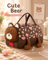 Cute Bear Parachute Kids Travel Duffle Bag – Lightweight Weekend & Picnic Travel Bag - Size