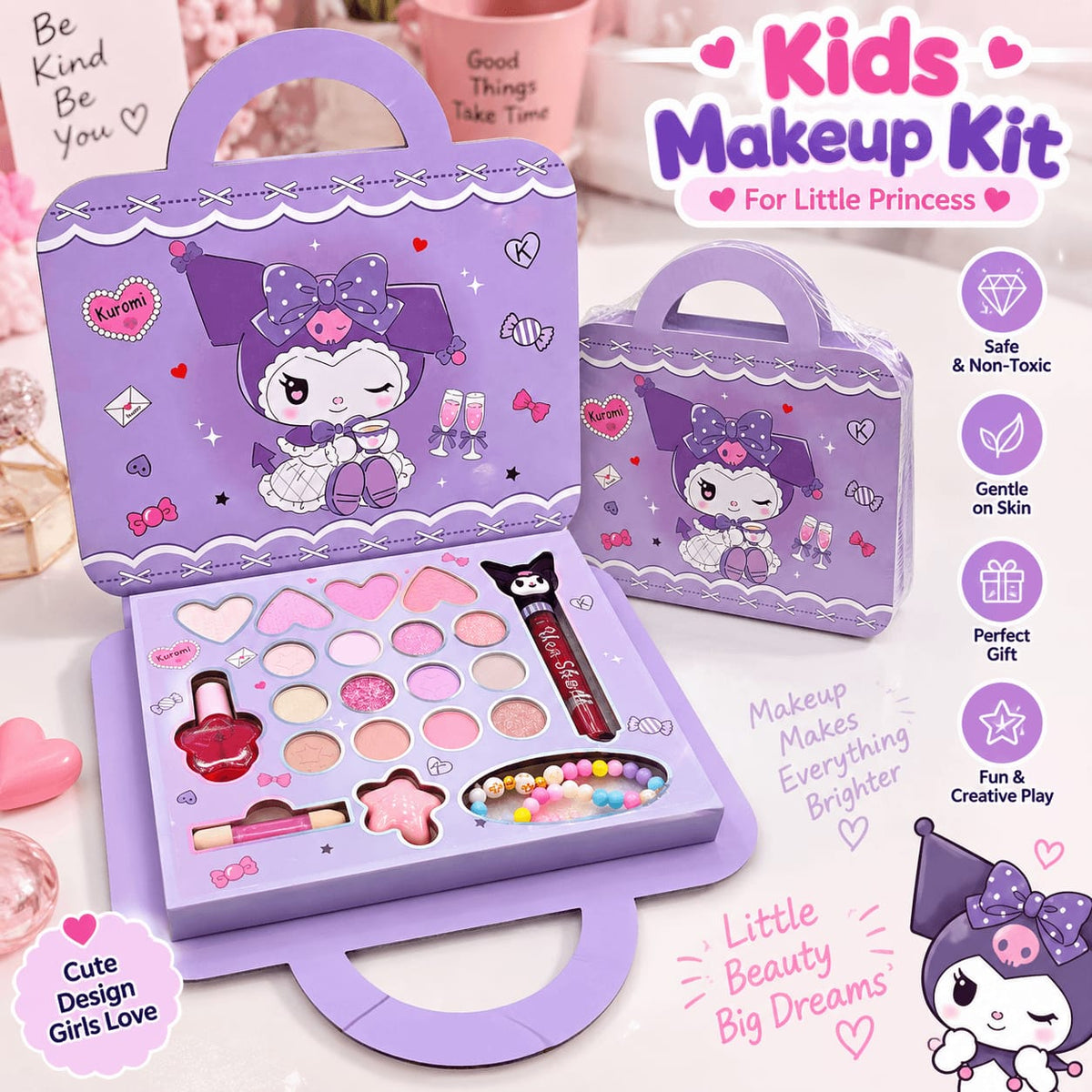 Kuromi Girls Makeup & Beauty Kit Play Set – Cute Handbag Style