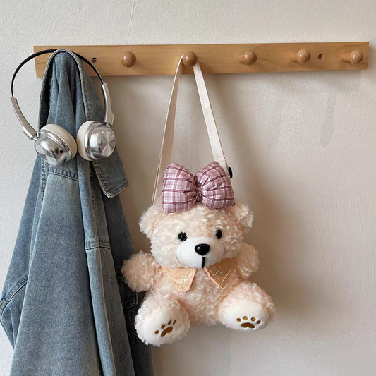 🐻 Cute Teddy Bear Plush Crossbody Bag for Girls – Soft Stuffed Shoulder Purse