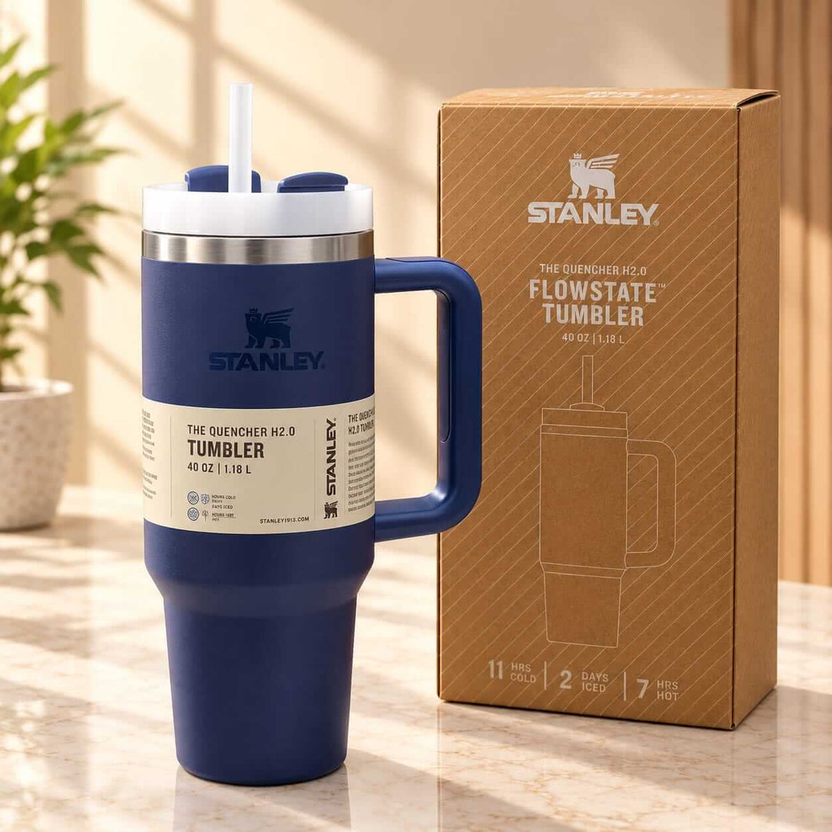 Stanley Premium Stainless Steel Tumbler with Handle & Straw – 40 Oz / 1200 ml